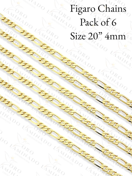 High Quality Figaro Chains Pack of 6 Size 20" 4mm B5