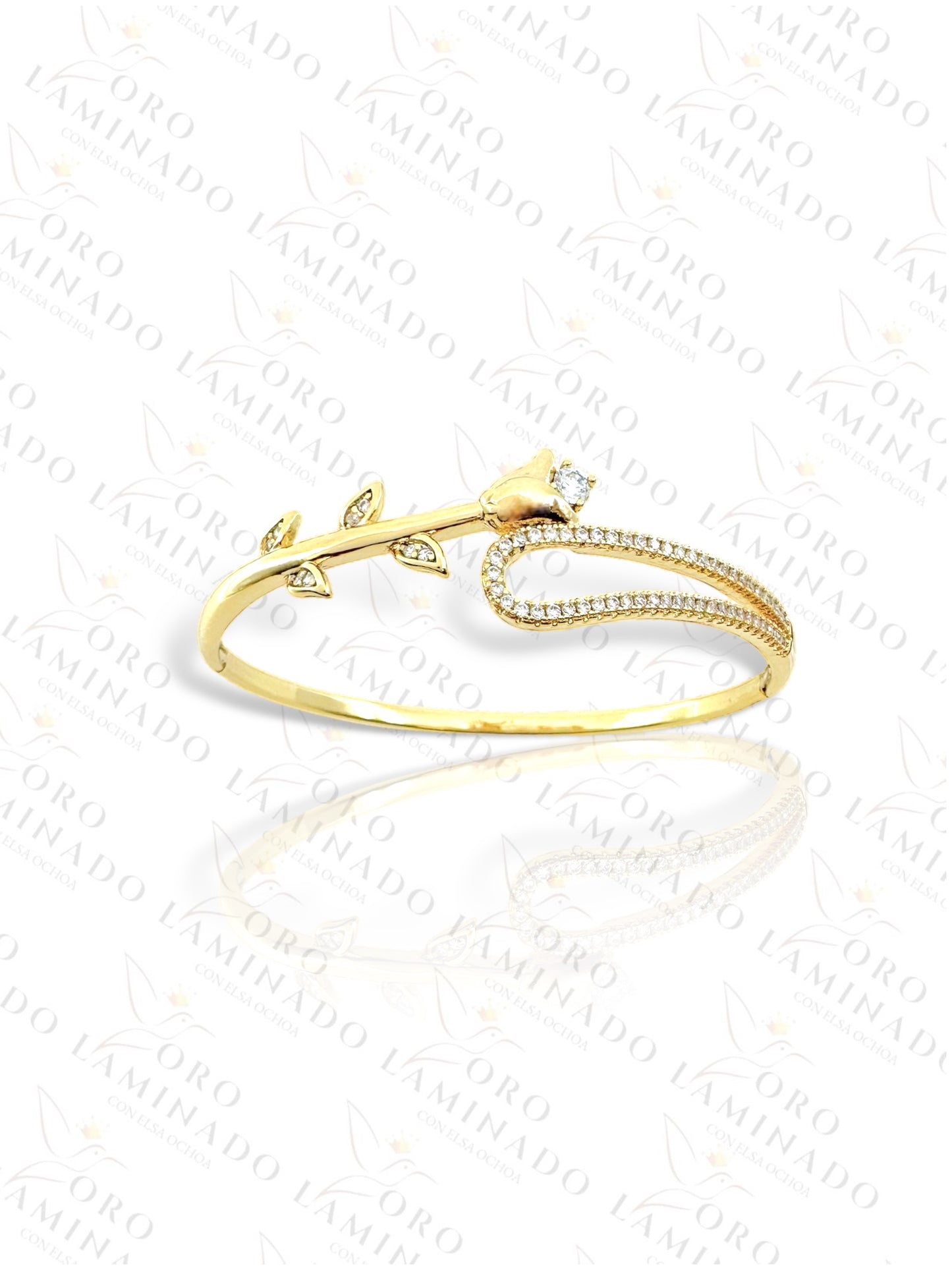 High Quality Golden Rose Bangle Bracelet R393