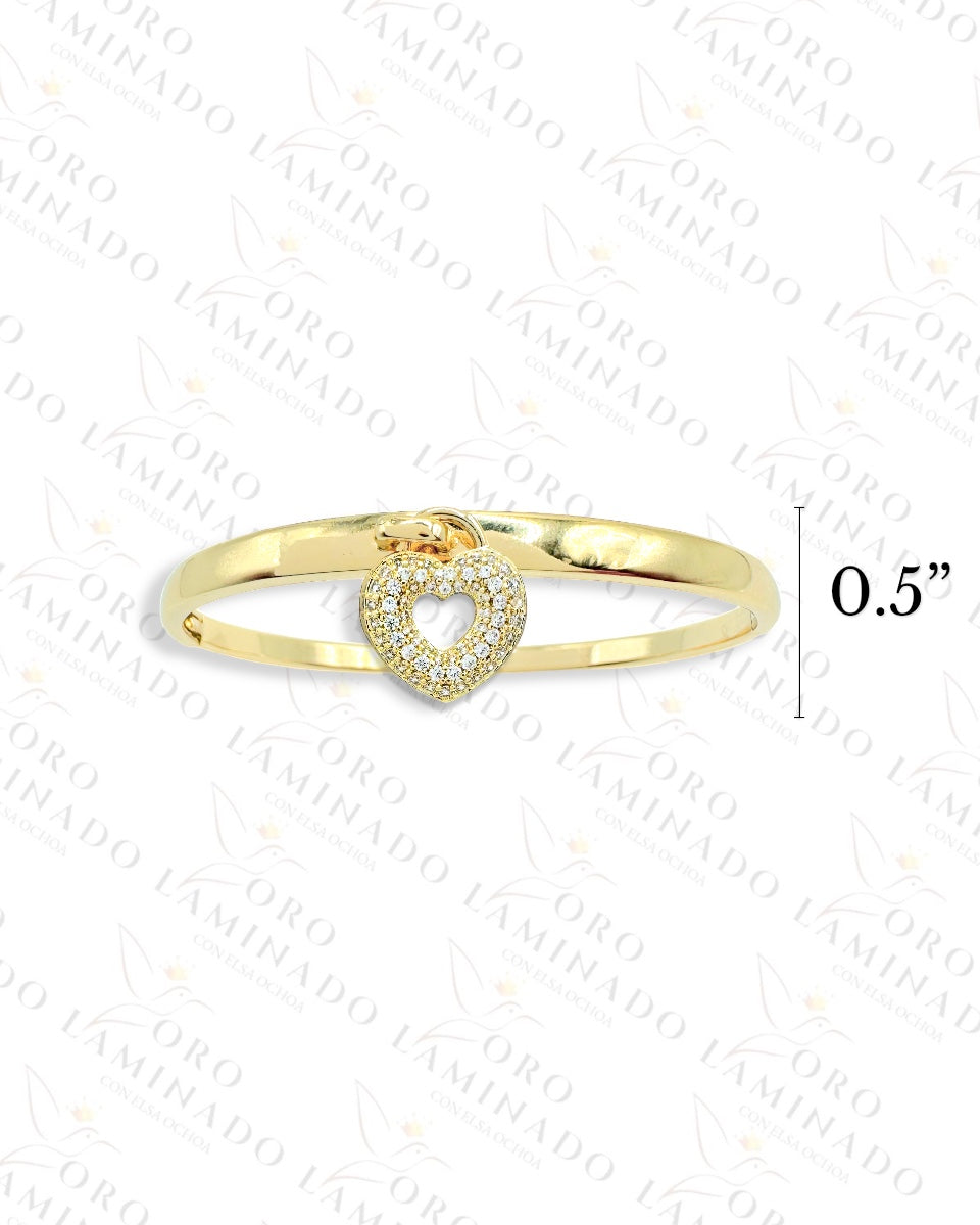 High Quality Crystal Heart Bangle Bracelet G136