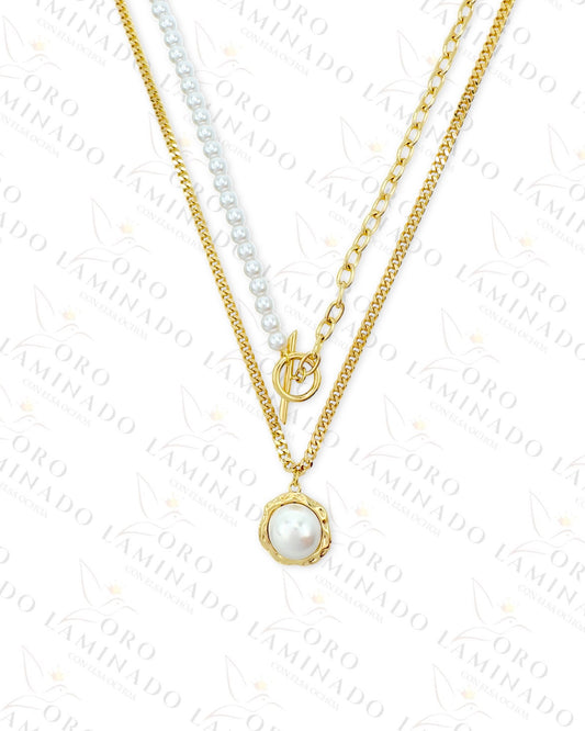 High Quality Double Chain Pearl Necklace (Gold Filled) G108