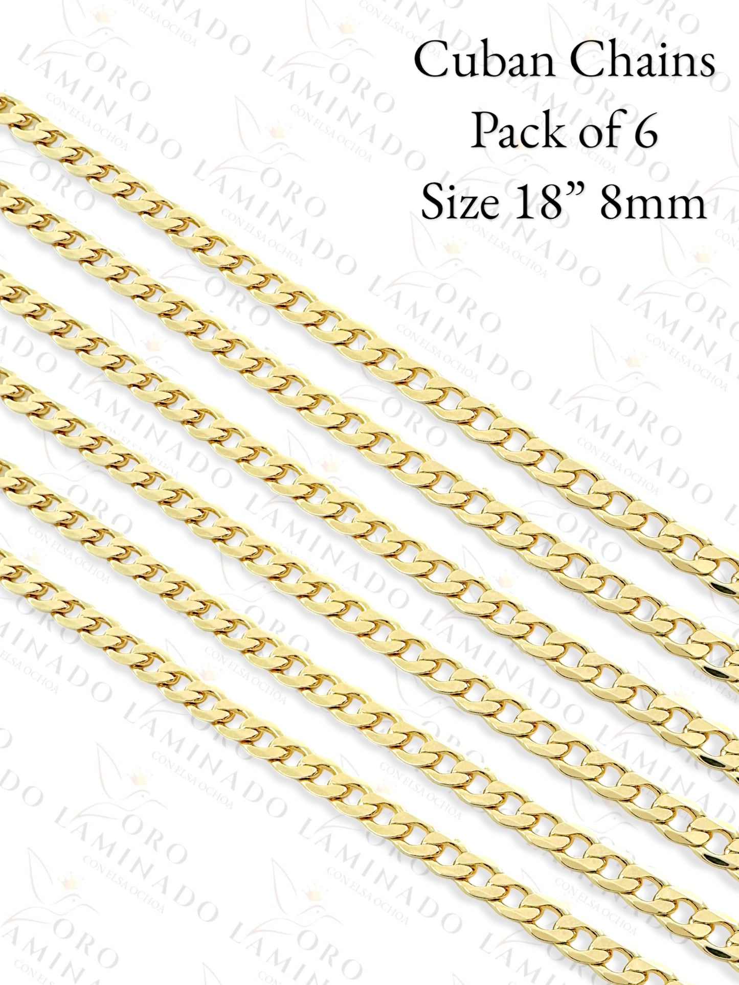 High Quality Cuban Chains Pack of 6 Size 18" 8mm R267