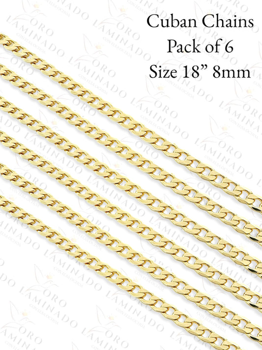 High Quality Cuban Chains Pack of 6 Size 18" 8mm R267