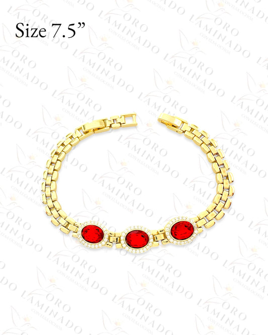 High Quality Red Stones Bracelet (Gold Filled) R216