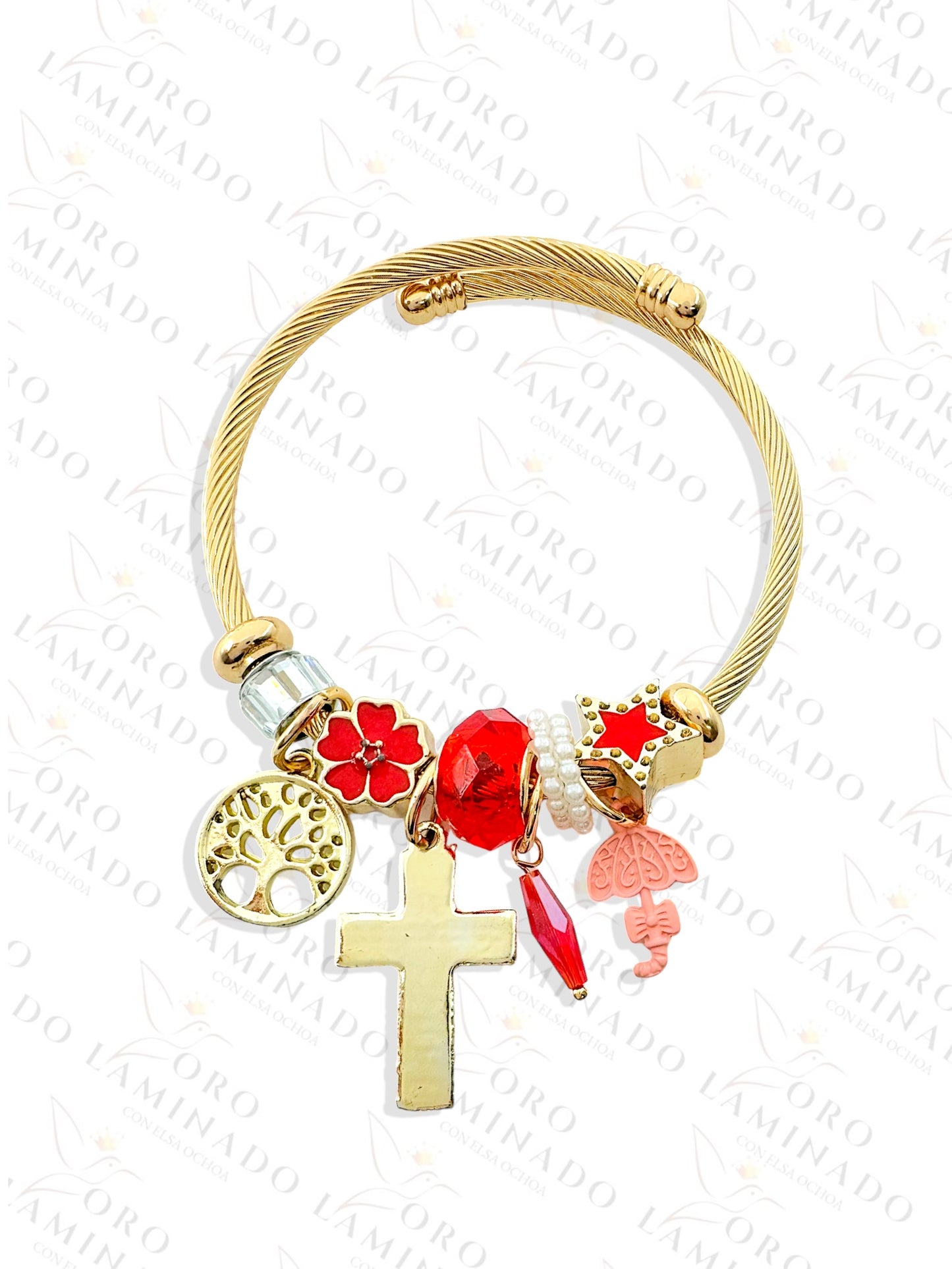 Stainless Steel Red Cross Charm Bracelet R418