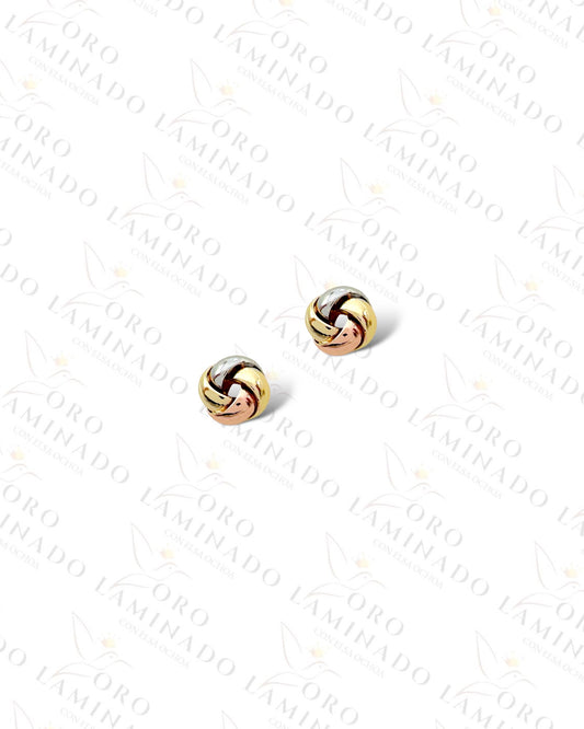 High Quality Three Tones Knot Earrings (Gold Filled) C452