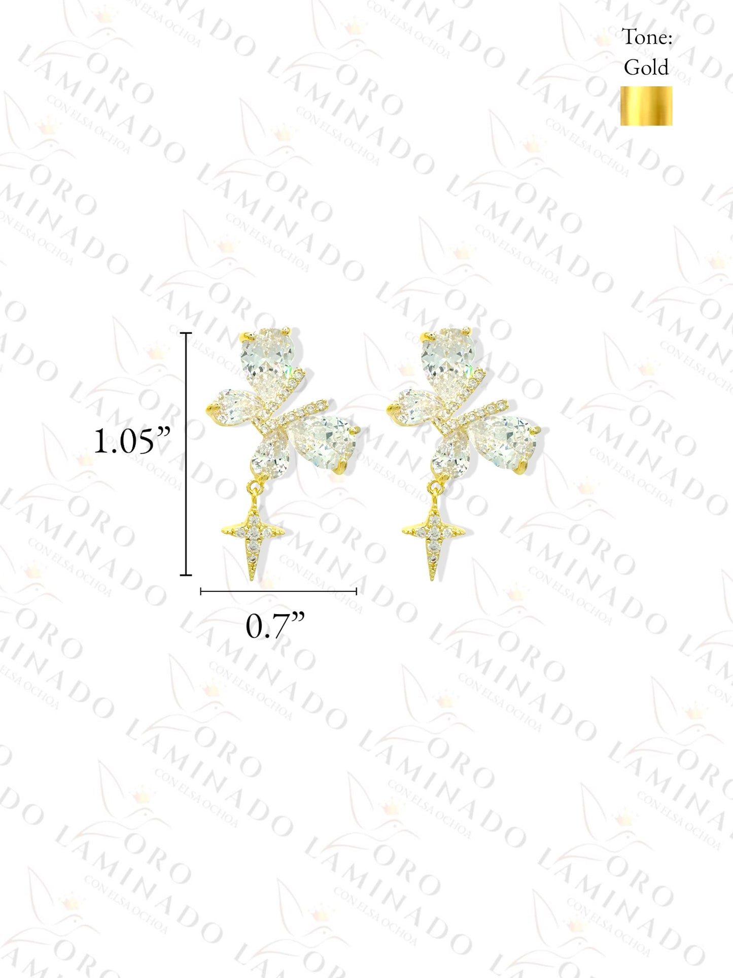 High Quality Clear Gem Butterfly Earrings C192