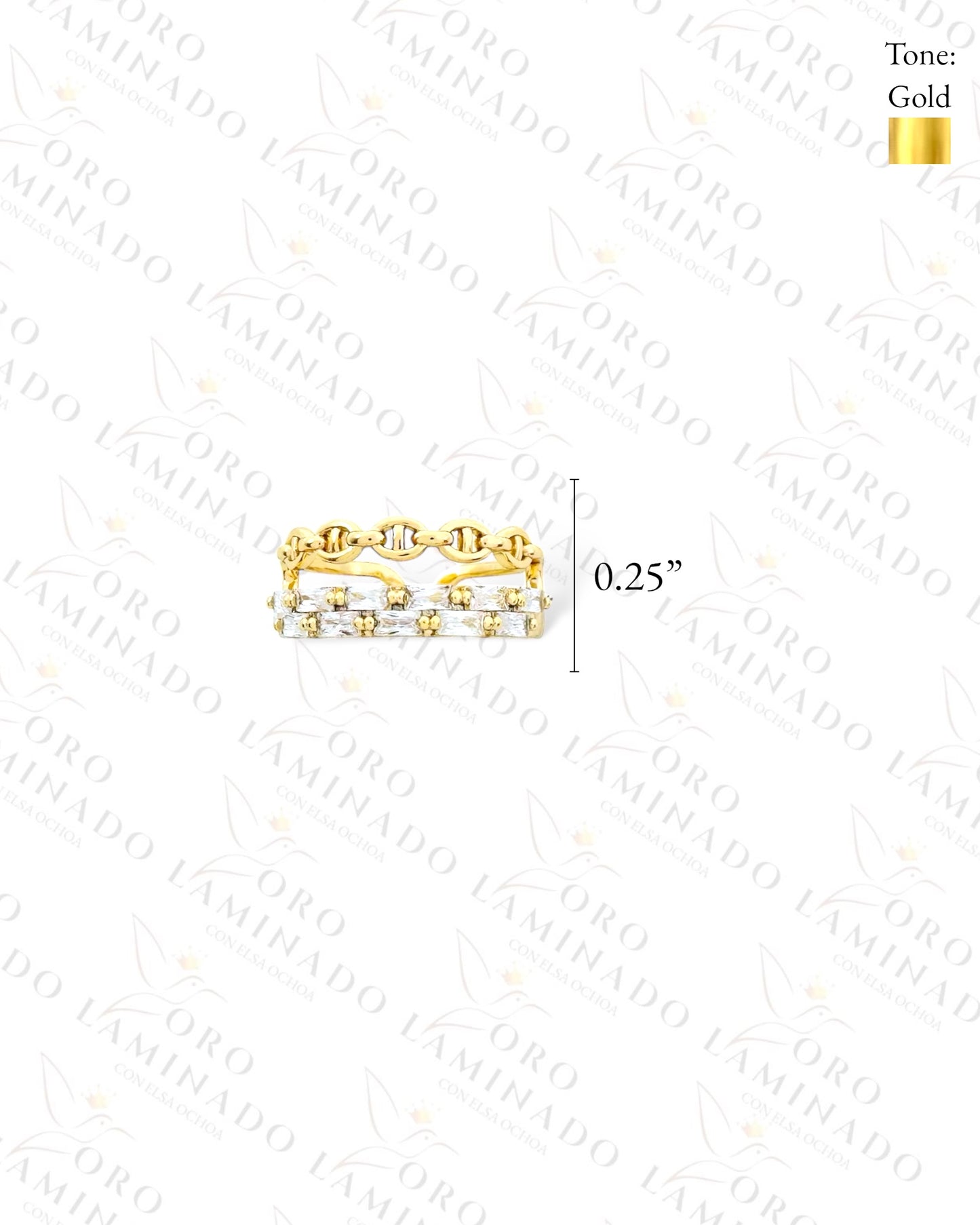 High Quality Adjustable Glass and Chain Ring (Gold Filled) B391