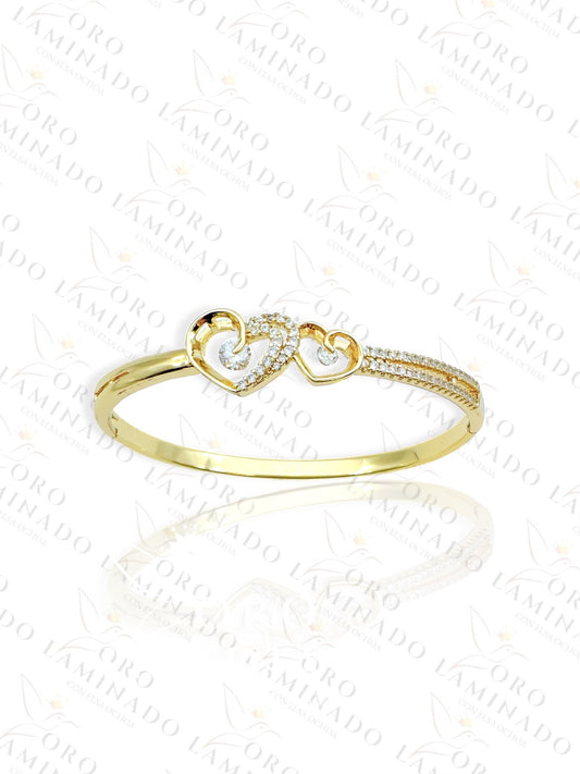 High Quality Double Heart Bangle Bracelet R398