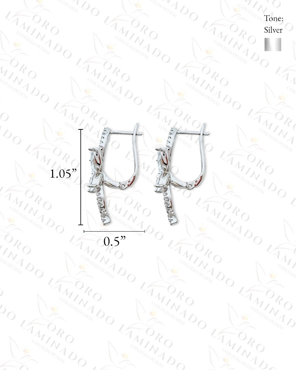 High Quality Silver Flower Earrings Y473