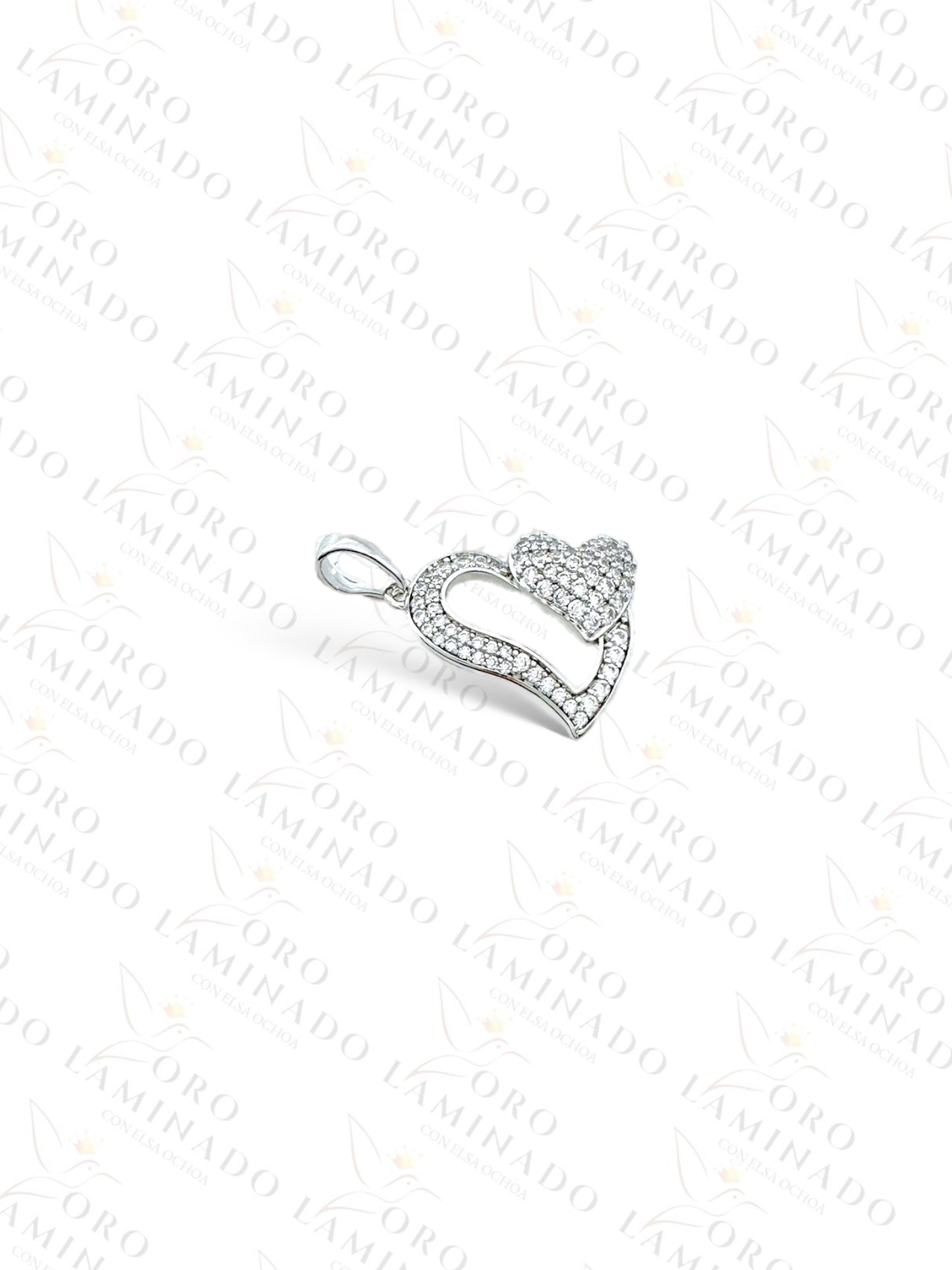 High Quality Silver Double Heart Pendant R242