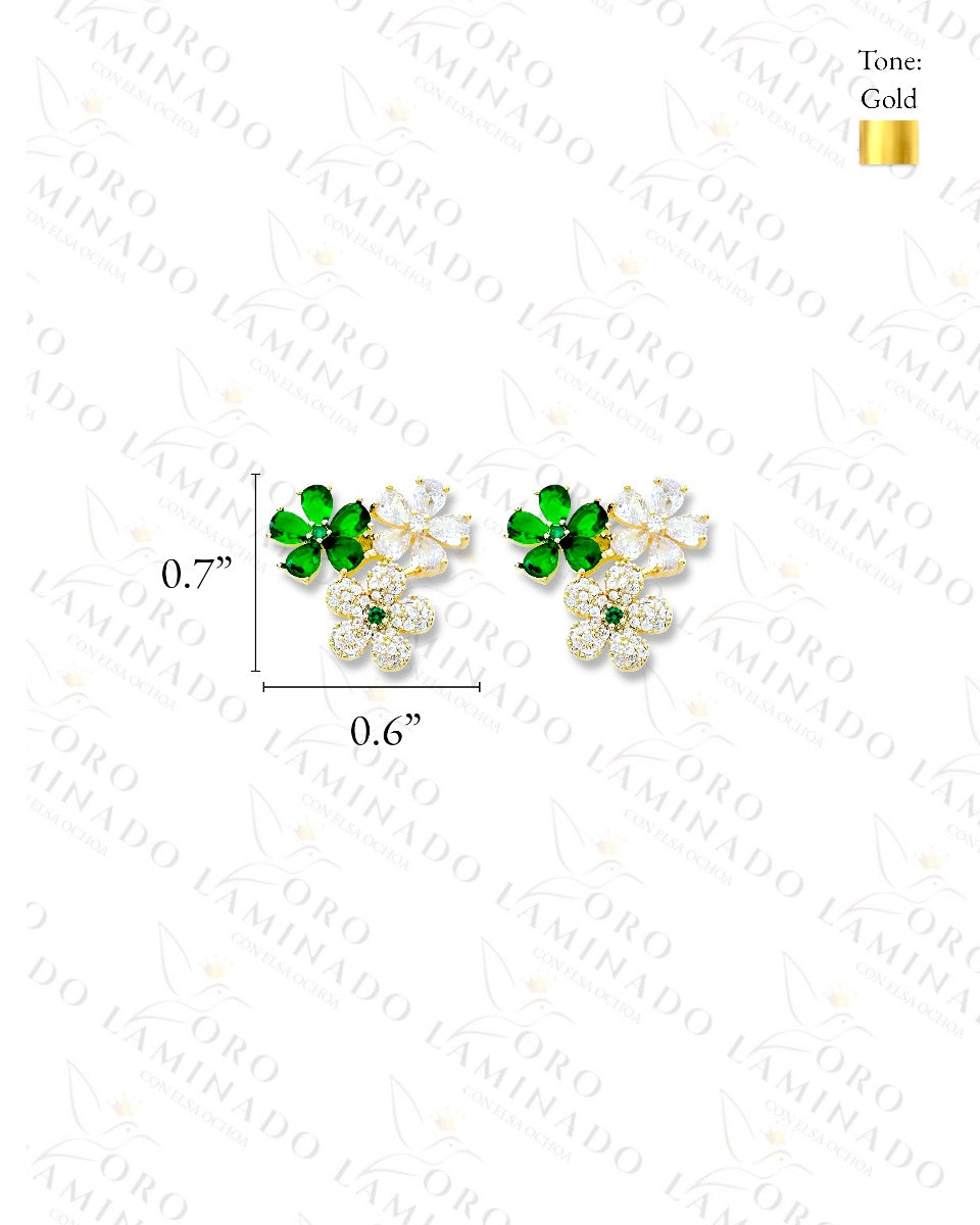 High Quality Green Flower Earrings (Gold Filled) C327