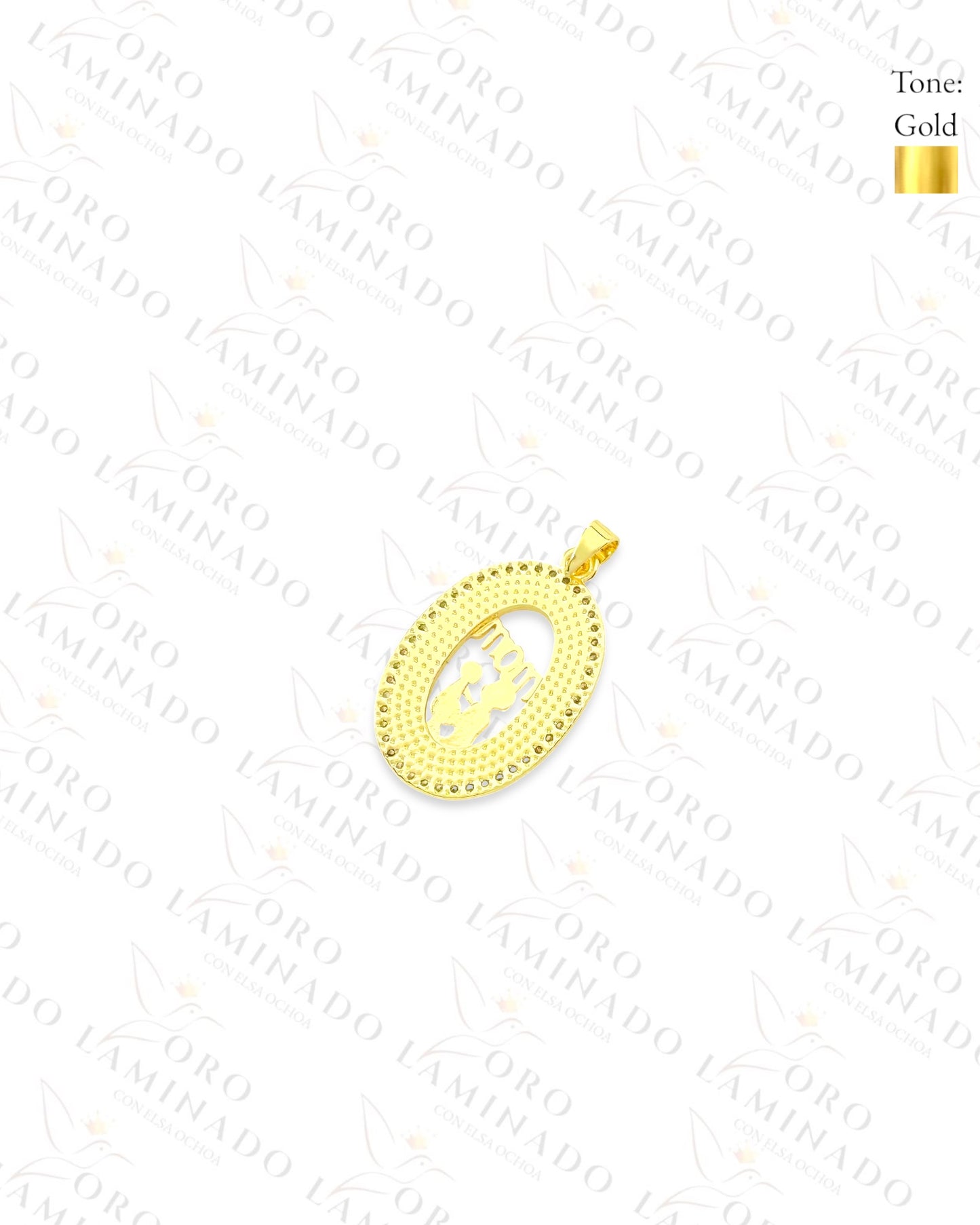 Sparkling MOM Oval Pendant (Gold Filled) B102