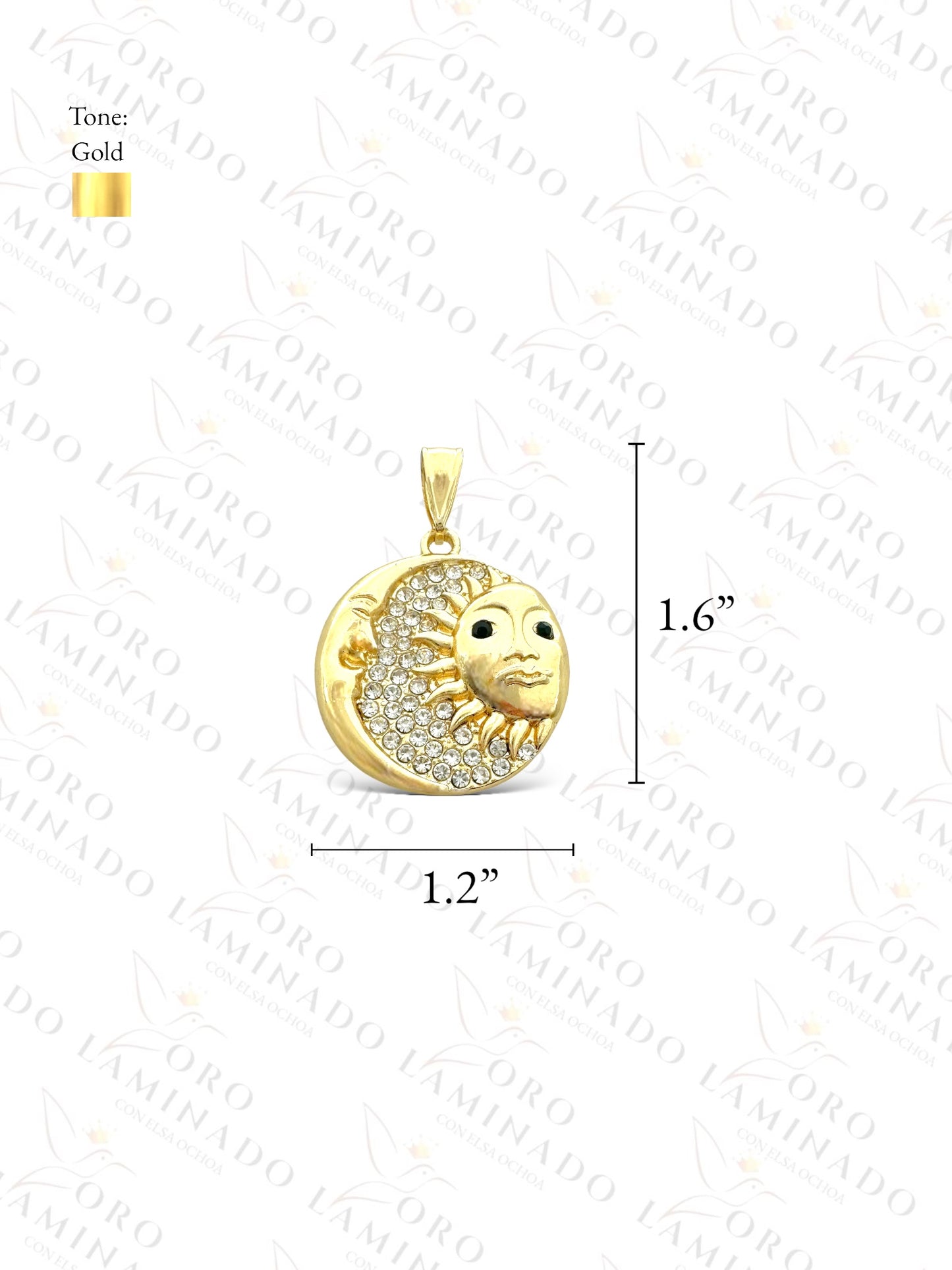 Gold Filled Sun and Moon Round Pendant C131