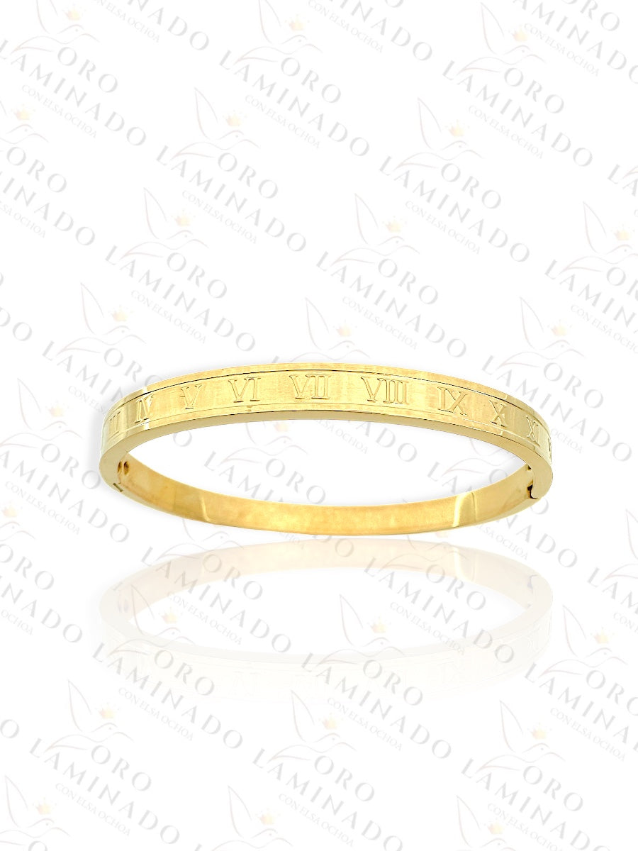 Stainless Steel Roman Numerals Bangle Bracelet R402