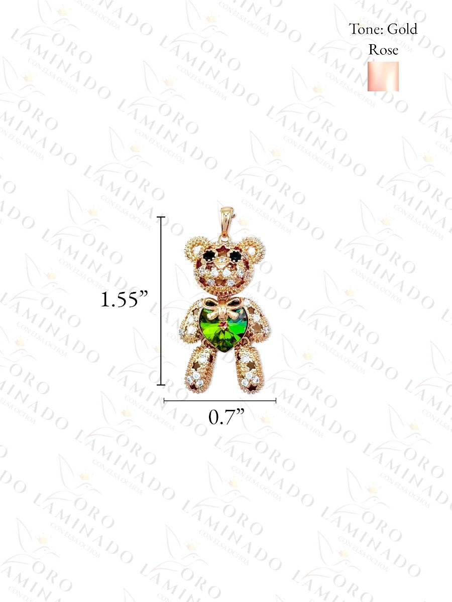 High Quality Green Litmus-Stone Teddy Bear Necklace B212