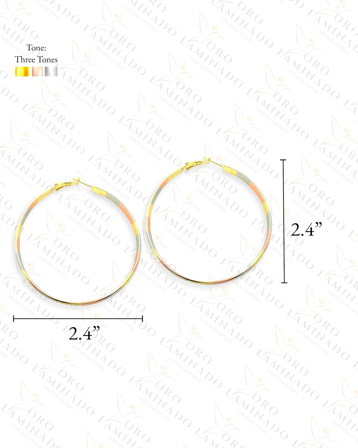 High Quality Large Three Tones Hoop Earrings C417