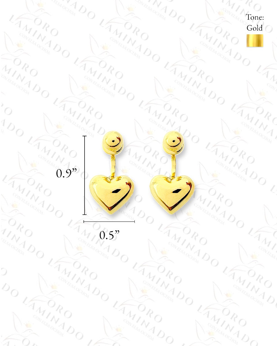 High Quality Heart and Sphere Gold Earrings R381