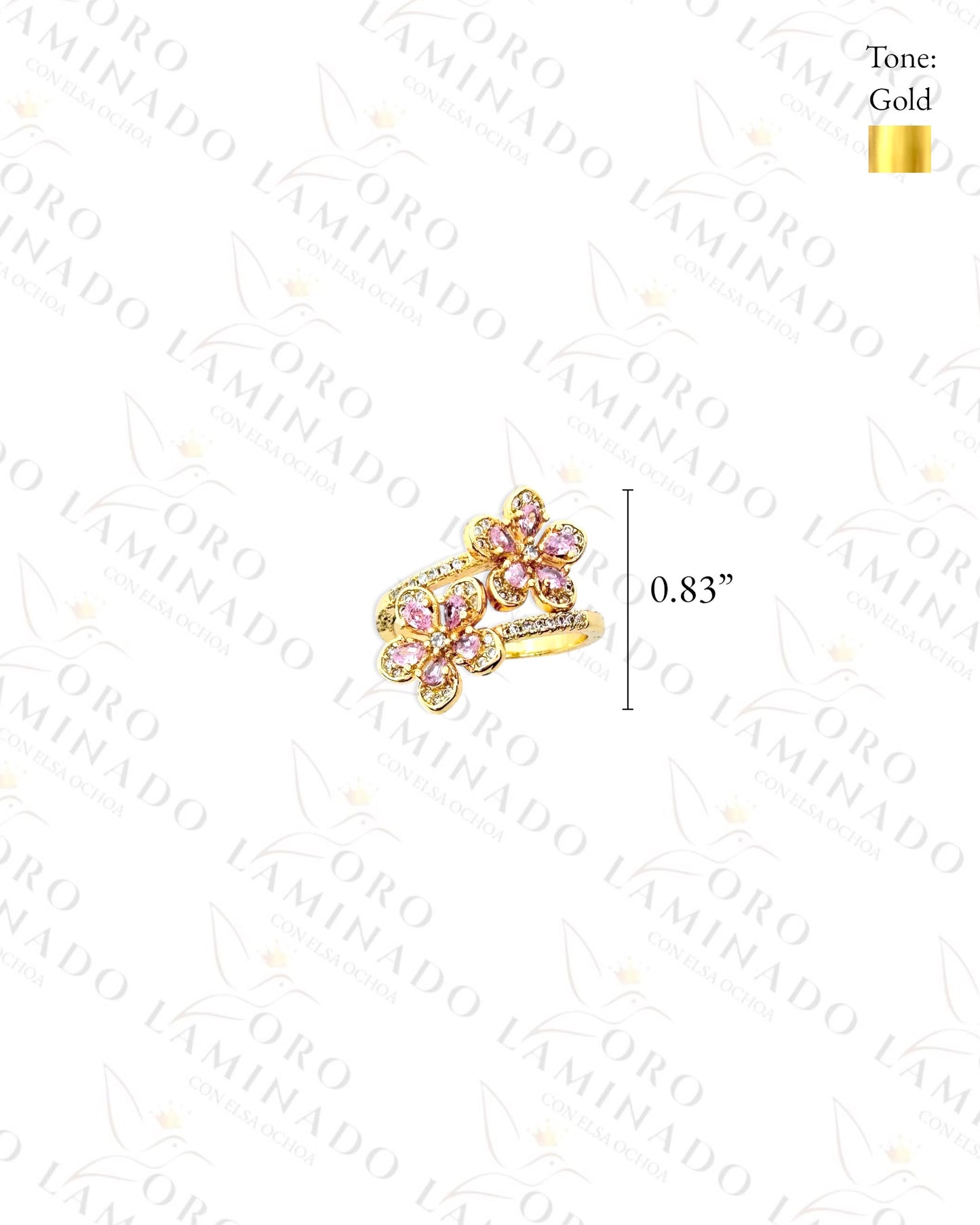 Adjustable Crystal Flower Ring (Gold Filled) R227