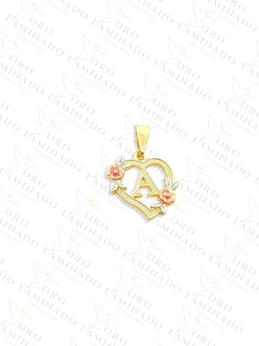 Three Tones Letter "A" Heart Pendant Y26