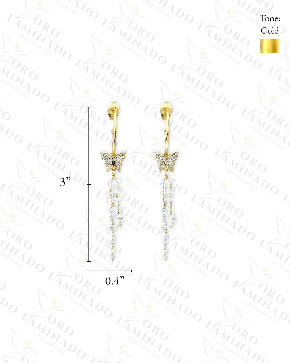 High Quality Diamond Butterfly Long Earrings C141