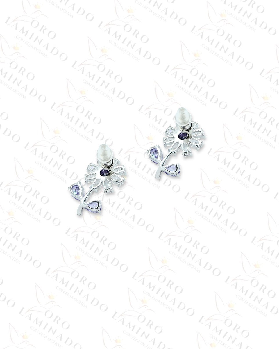 High Quality Purple Flower Earrings B52