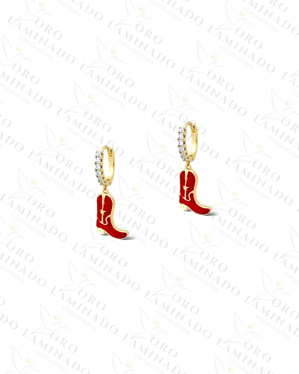 High Quality Cowboy Boots Hoop Earrings (Gold Filled) Y272