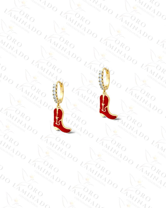 High Quality Cowboy Boots Hoop Earrings (Gold Filled) Y272