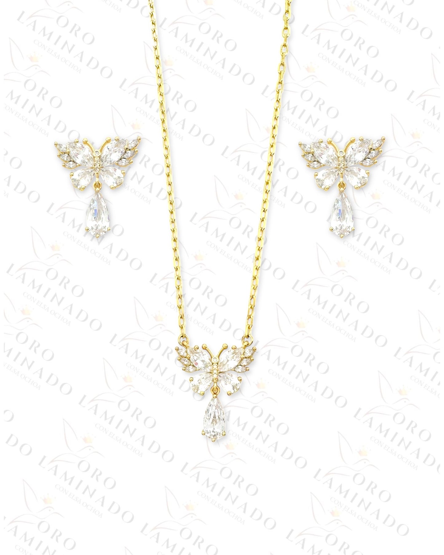 High Quality Crystal Butterfly Set (Gold Filled) C184