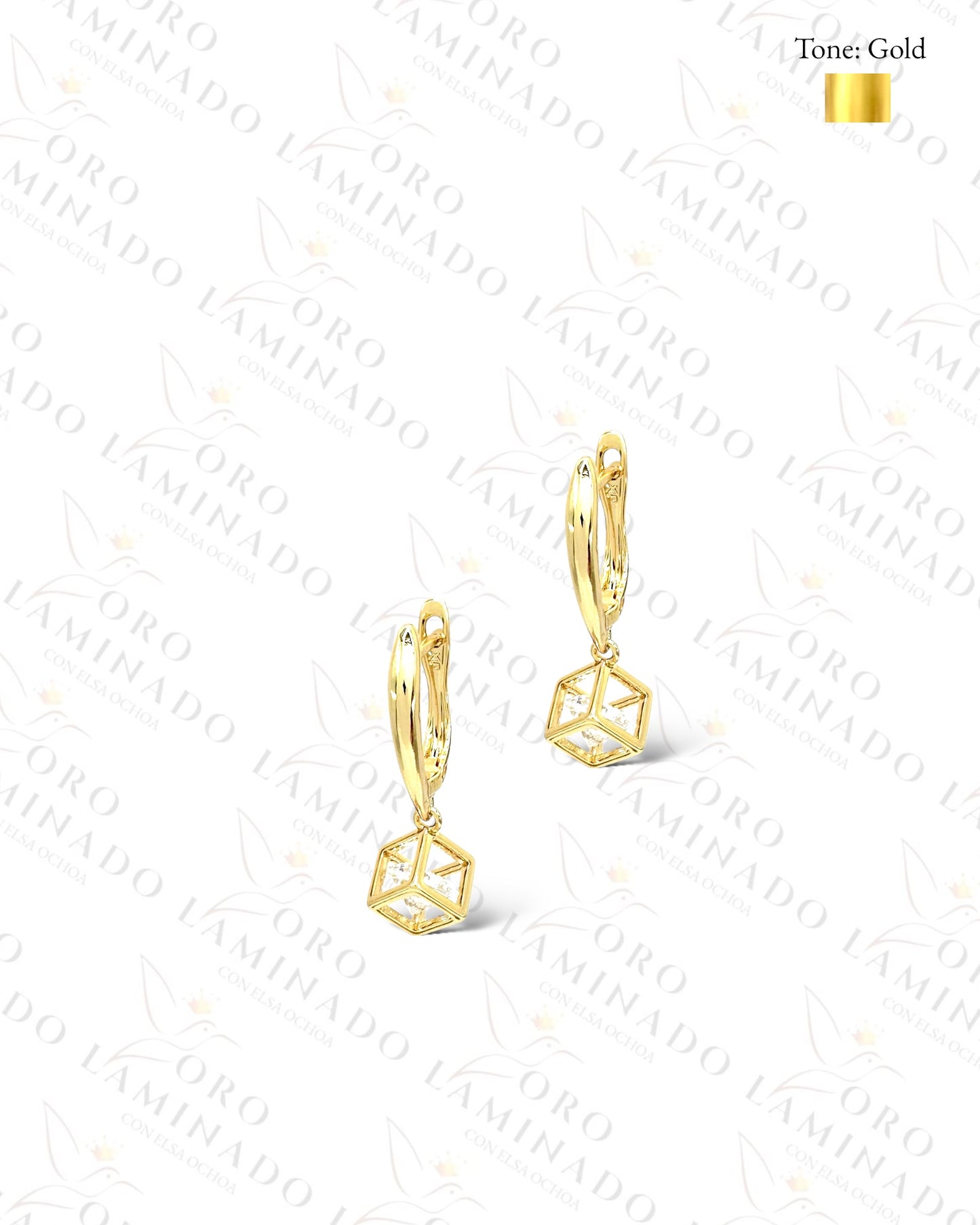 High Quality Golden Cube Earrings  B445