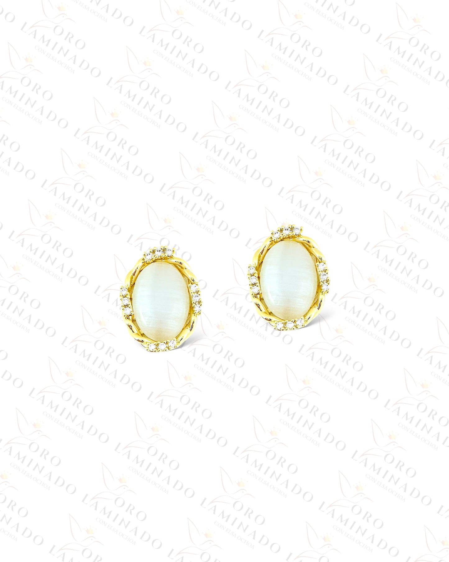 High Quality Oval White Earrings C432