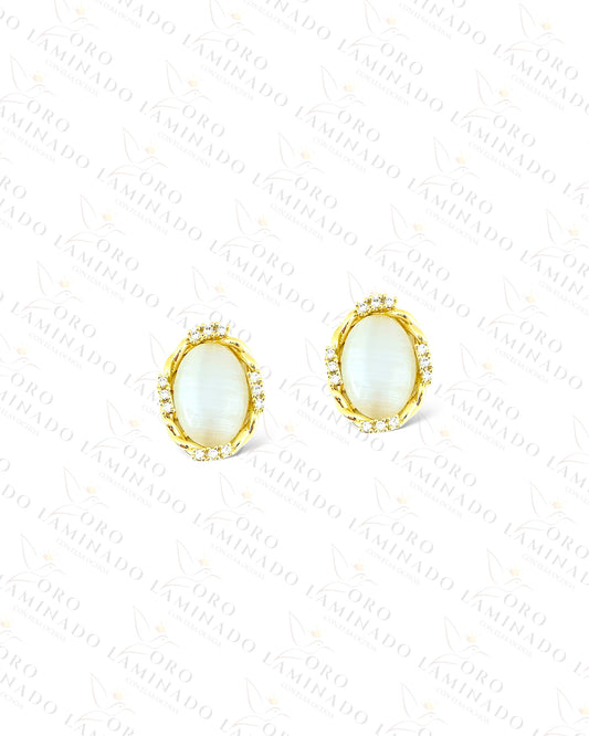 High Quality Oval White Earrings C432