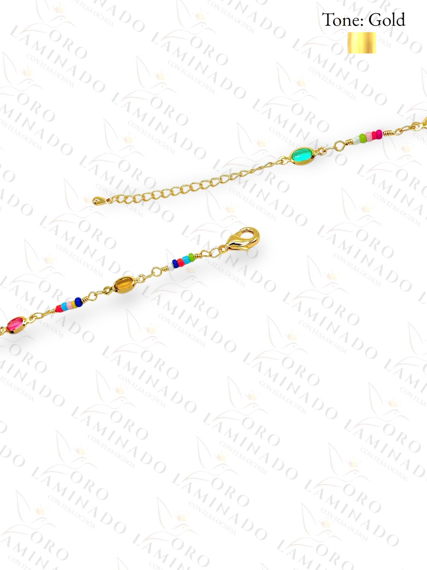 Rainbow Oval Stones Anklet (Pack of 6) B101