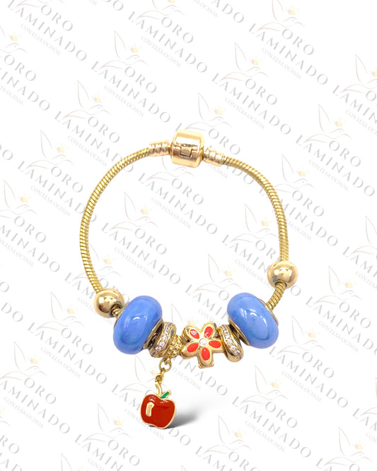 High Quality Apple and Blue Beads Charm Bracelet B369