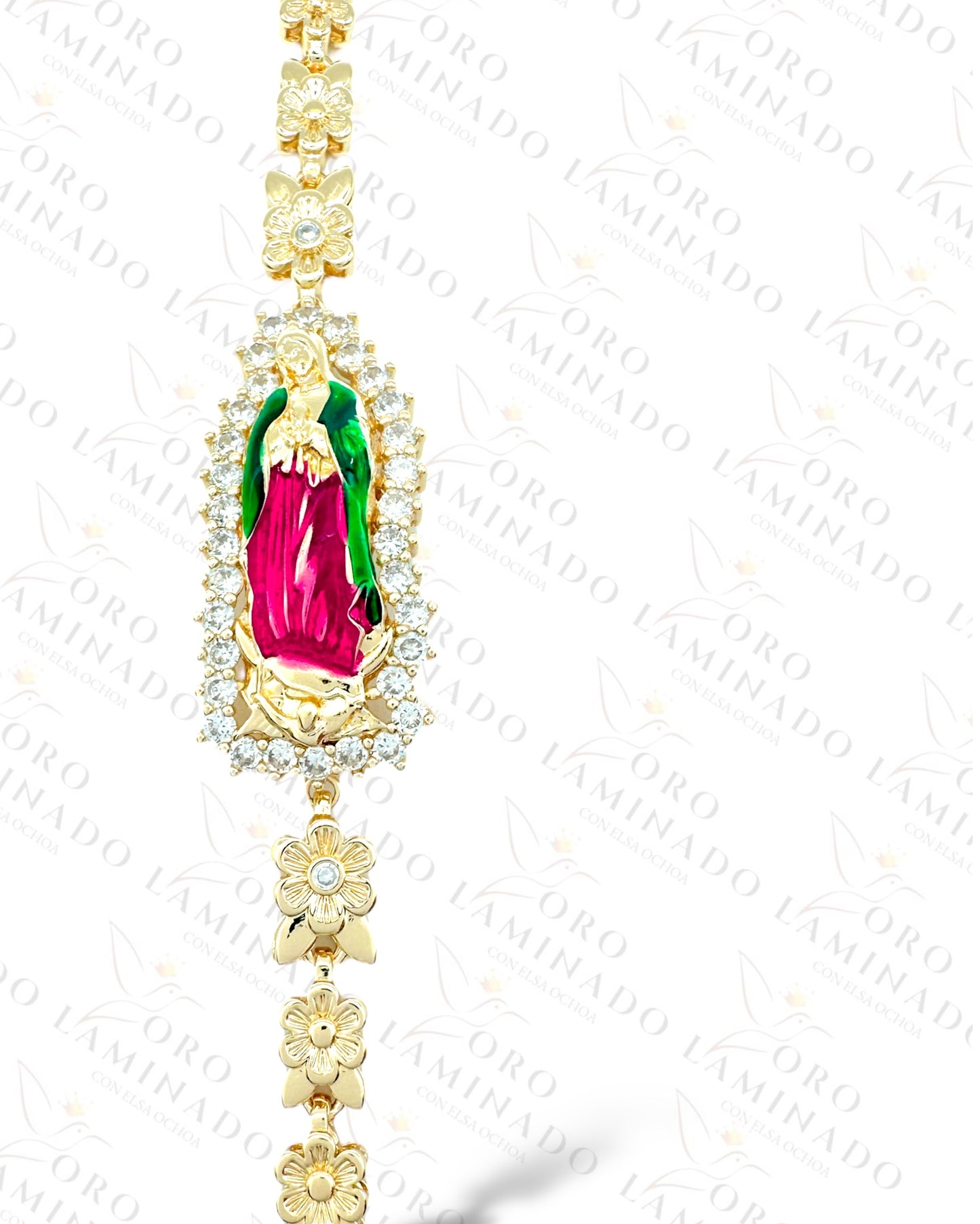 Virgen de Guadalupe Glimmering Flower Bracelet C307