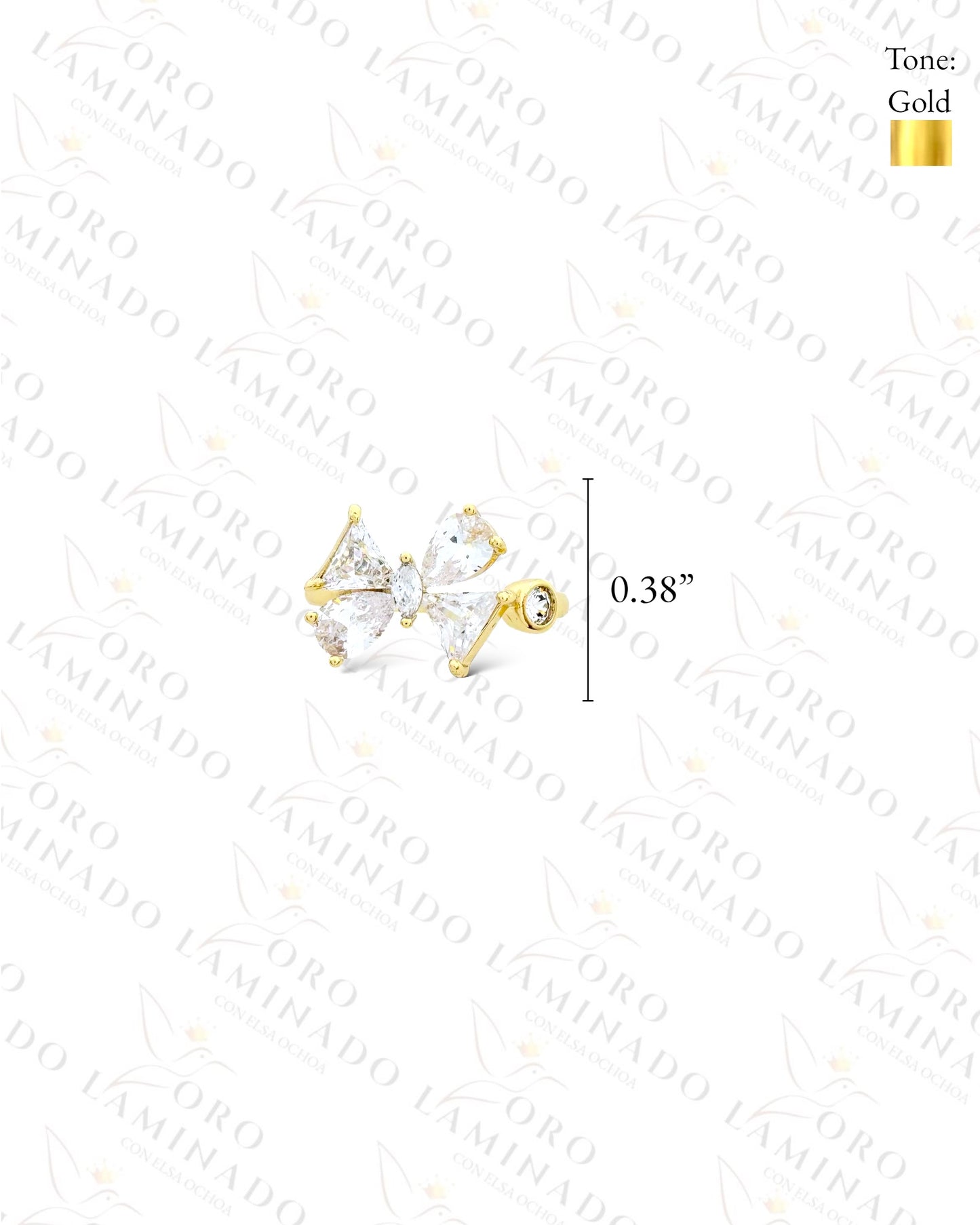 Adjustable Crystal Bow Ring (Gold Filled) R130