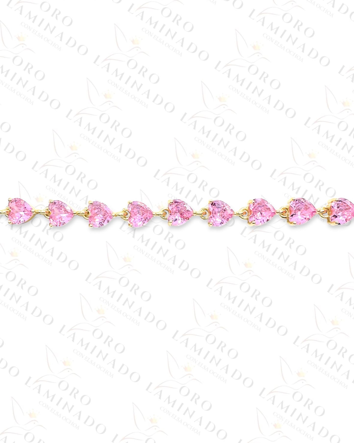 Ligth Pink Crystal Hearts Bracelet R10