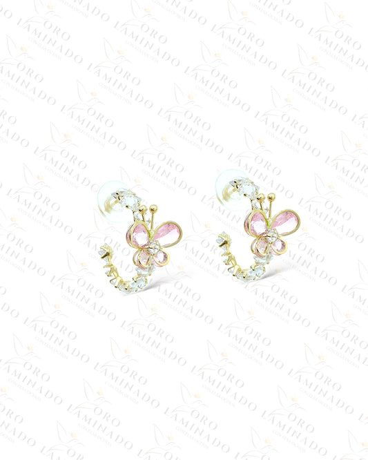 High Quality Pink Butterfly Earrings C421