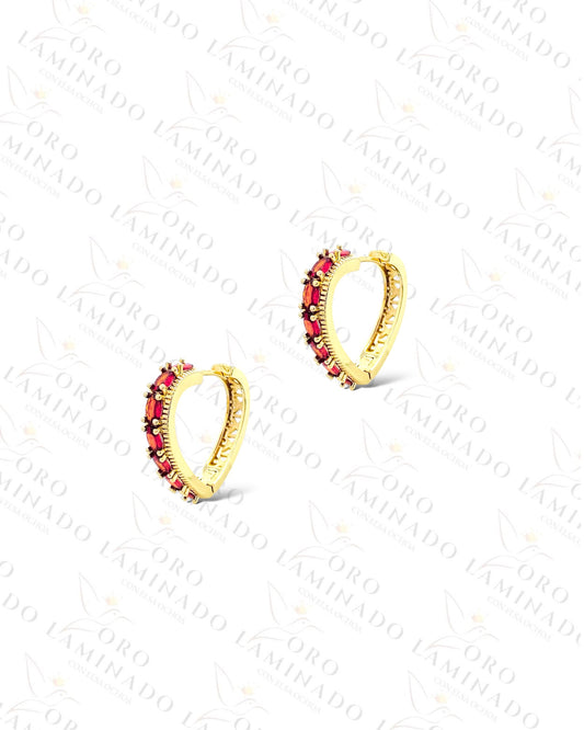 High Quality Orange Stone Hoop Earrings (Gold Filled) B4