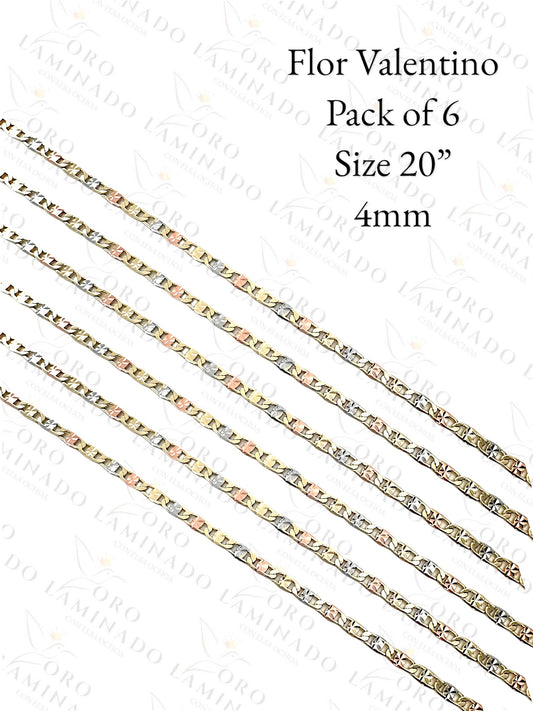 Three Tones Flor Valentino Pack of 6 Chains Size 20" 4mm Y181