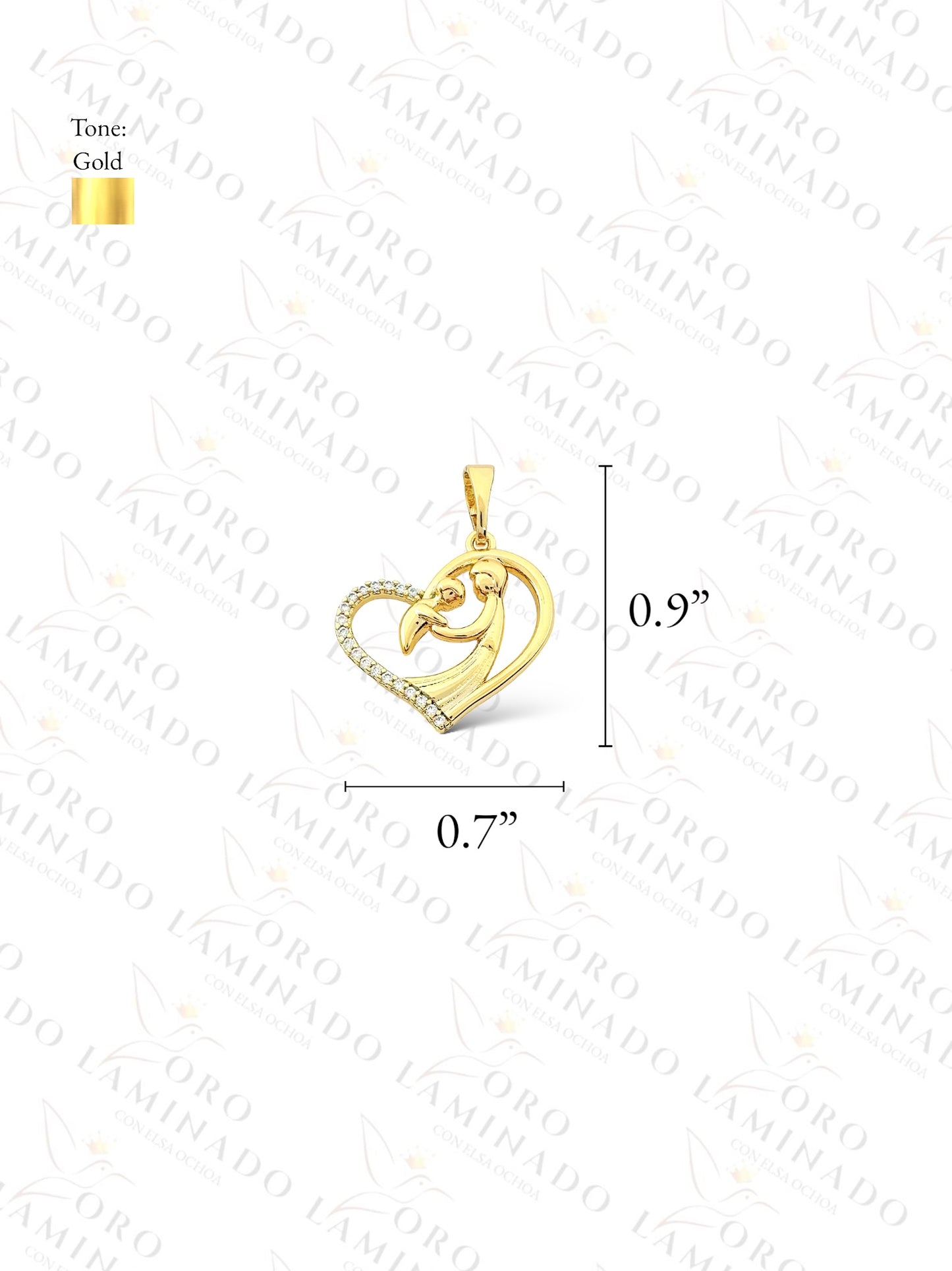 Gold Filled High Quality Heart Mom and Child Pendant R337