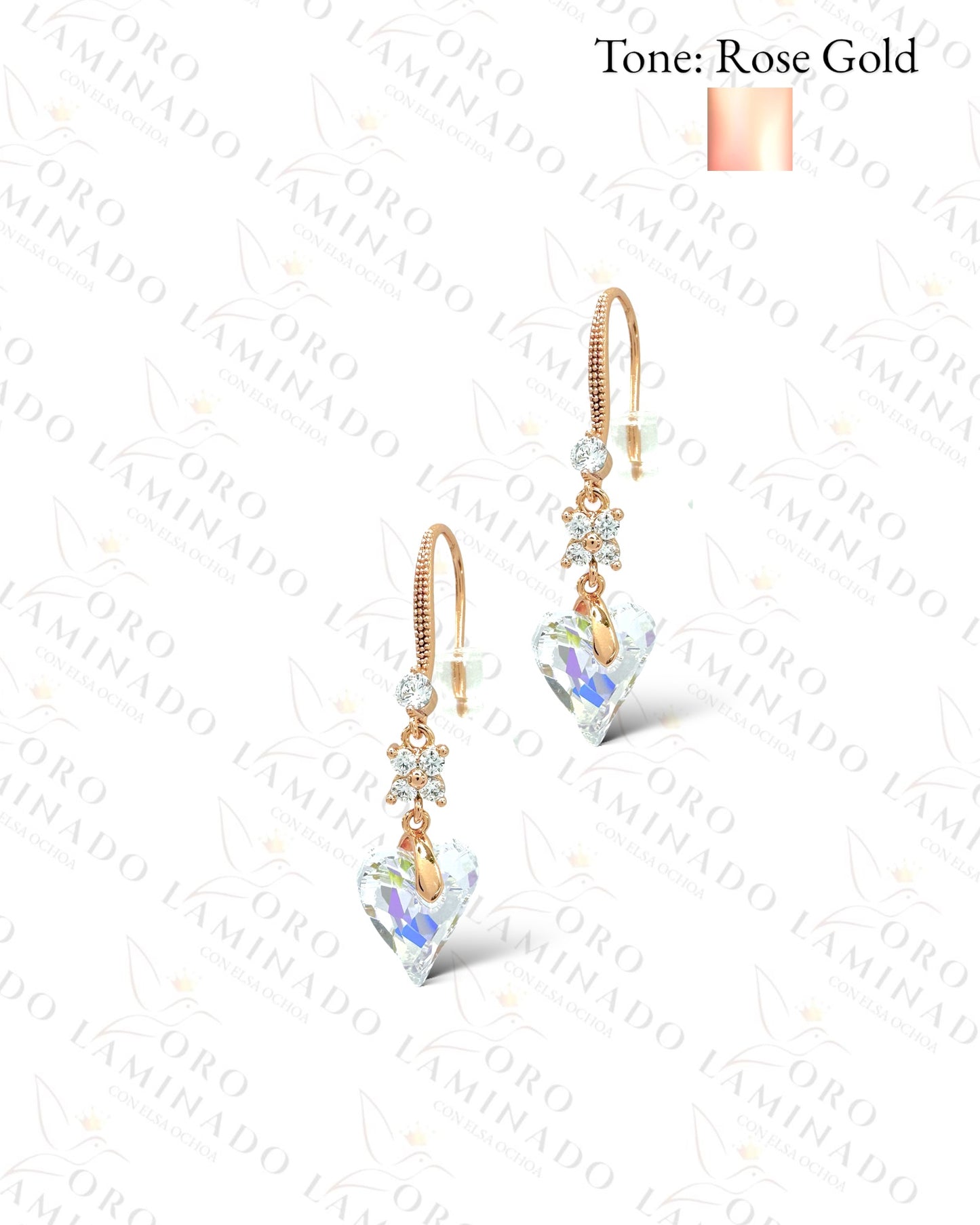 High Quality Iridescent  Diamond Heart Earring Y62