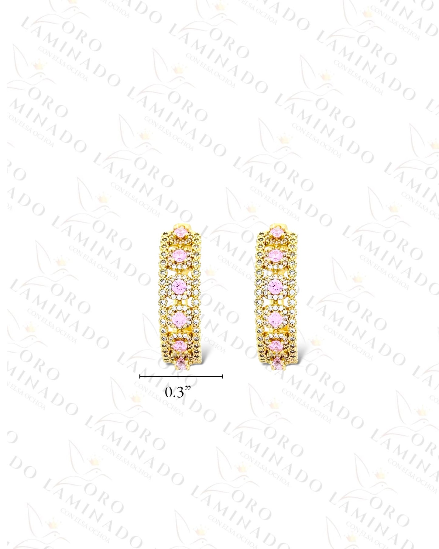 High Quality Crystal Squares Hoop Earrings (Gold Filled) G136