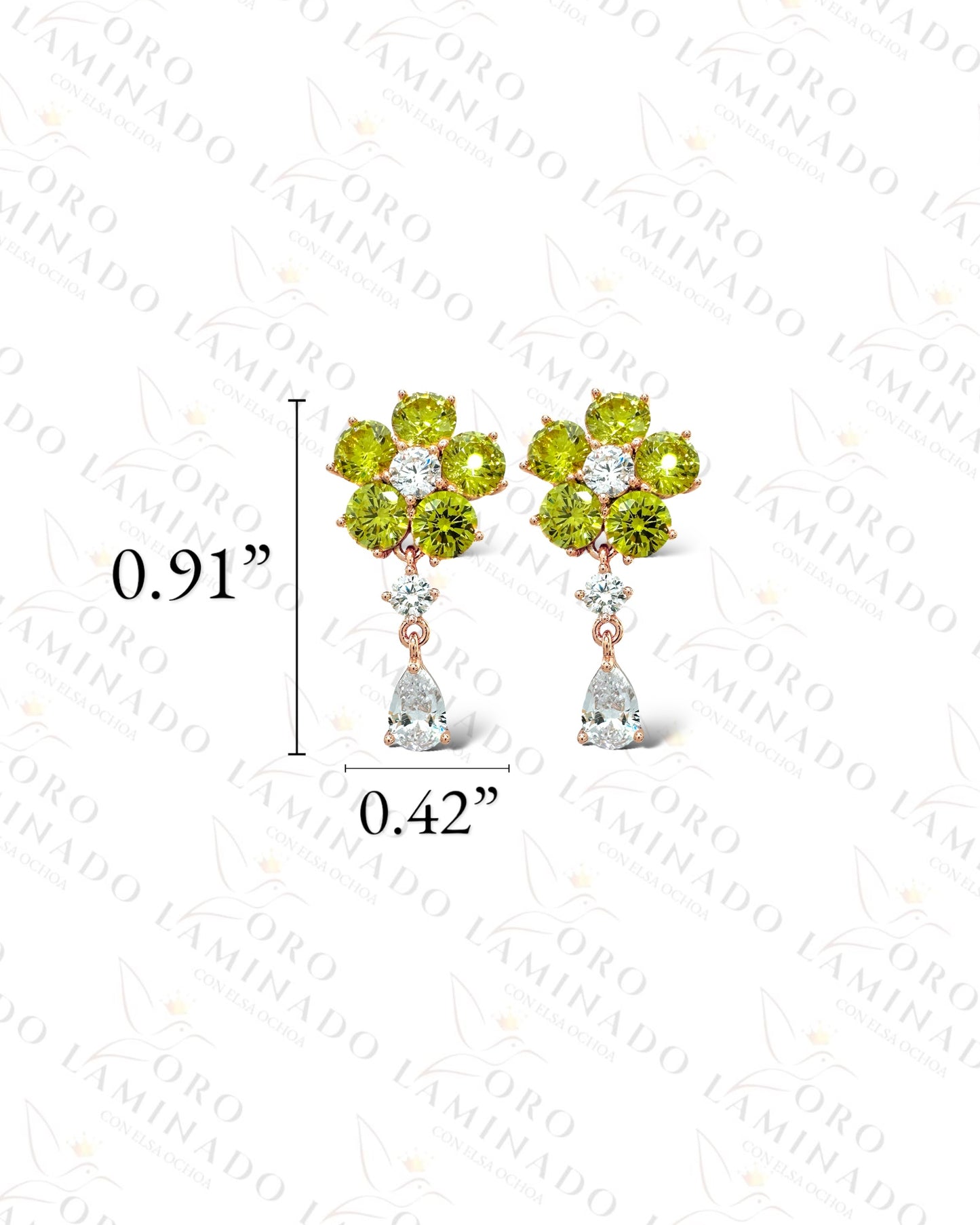 High Quality Green Olive Crystal Flower C113