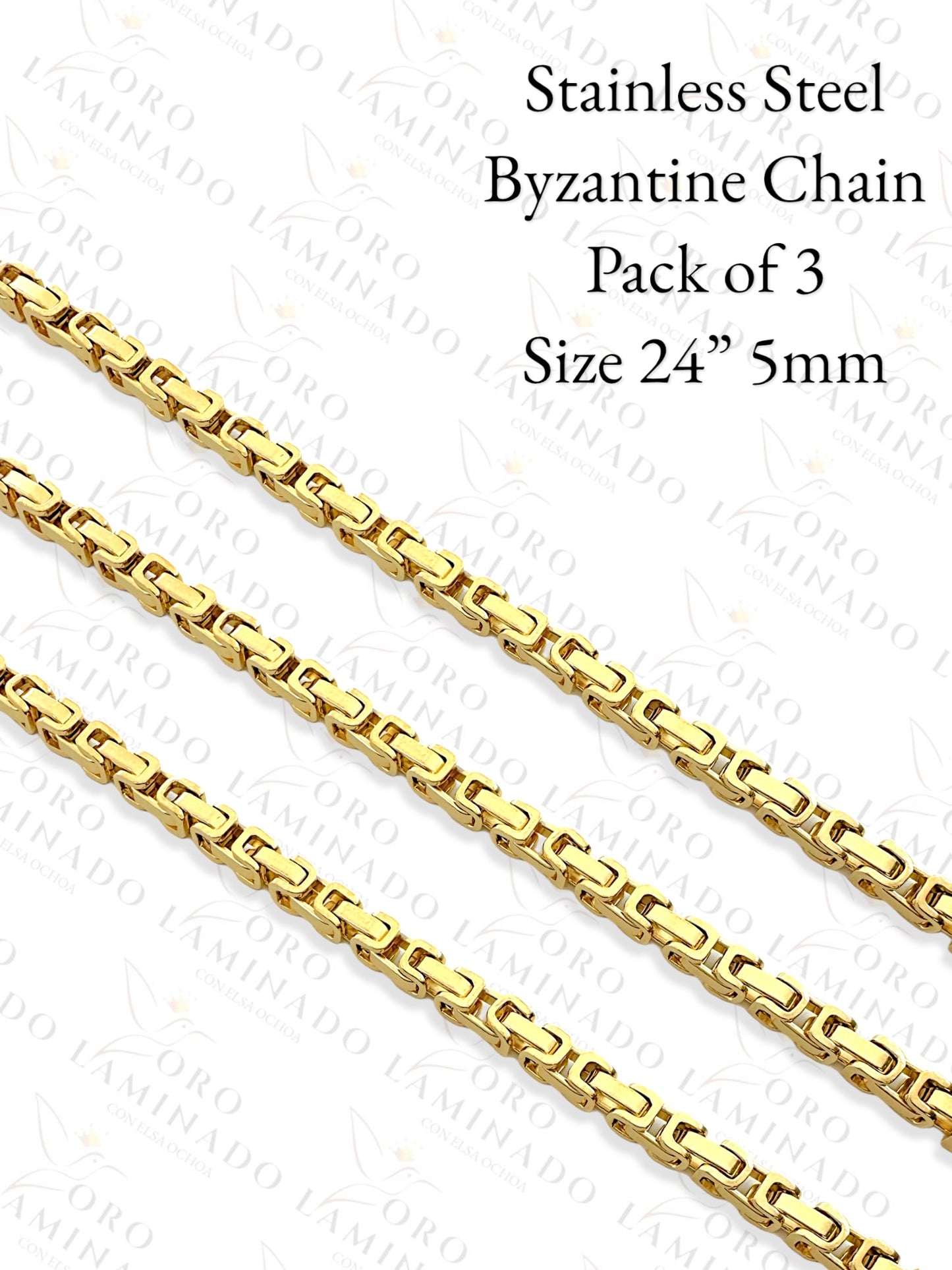 Stainless Steel Byzantine Chain Pack of 3 Size 24" 5mm Y162