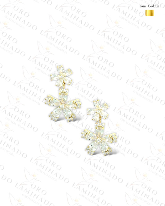 High Quality Crystal Double Flower Earrings  B425