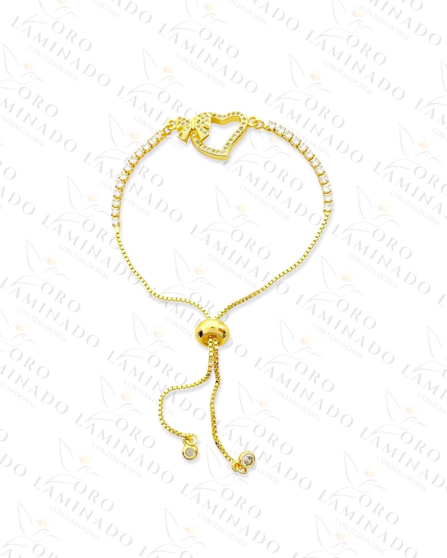 Gold Filled Bow Heart Adjustable Bracelet G107