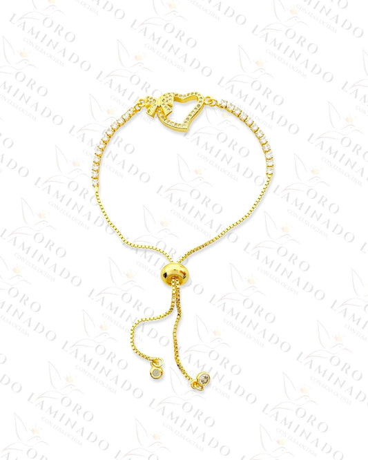 Gold Filled Bow Heart Adjustable Bracelet G107