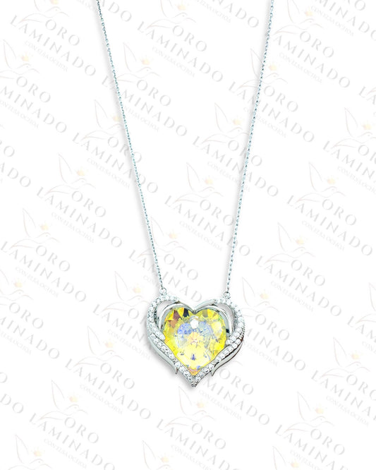 High Quality Iridescent Crystal Heart Necklace B62