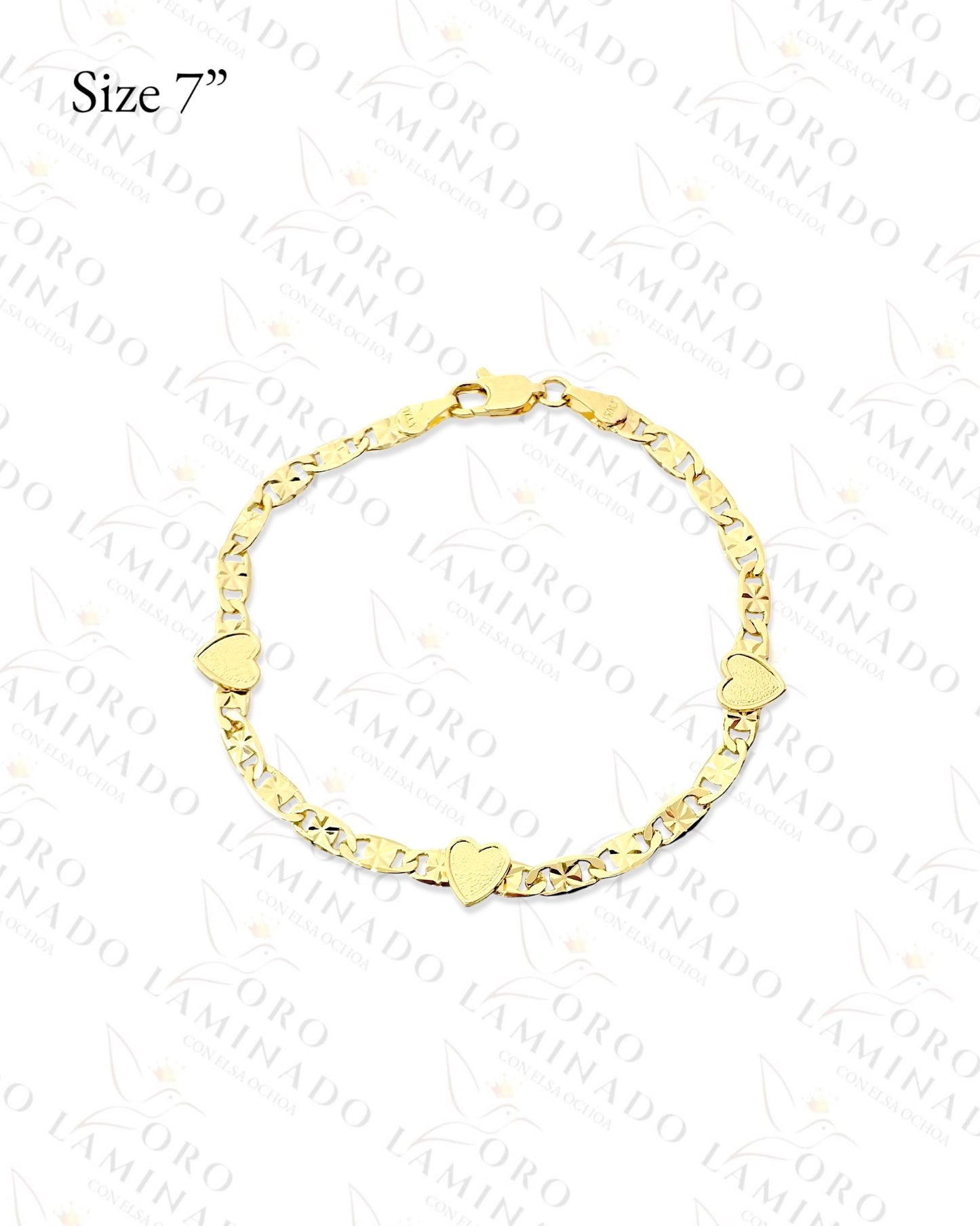 Gold bracelet with three hearts G231