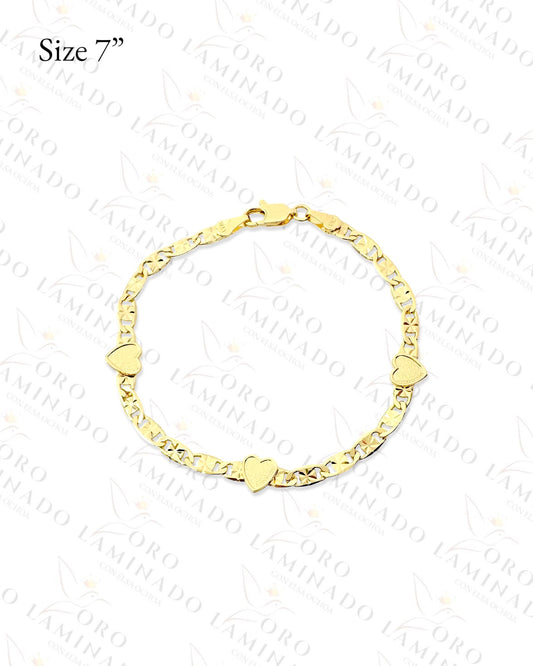 Gold bracelet with three hearts G231